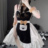 Sexy Lingerie Set with Apron Fun and Flirty Maid Costume Backless Style, Anime Lolita Maid Bodysuit Lingerie Dress, Cute Cat Maid Girl Dress