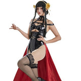 Halloween Fashion Yor Derivative Sexy Lingerie Halloween Black Halter Bodysuit with Headdress and Stockings, Anime SPY_FAMILY Cosplay