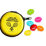 The Best Tennis Gift For Every Player and Team. Colorful Tennis Vibration Dampener (6Pack) in Yellow Zipper Pack