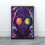 Unique Cyberpunk Poster - Fantastic Gas Mask Illustration Wall Art - Surreal Neon Art Decor