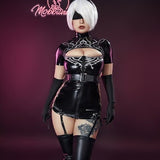 Halloween N Automata 2B Derivative Punk Sexy Lingerie Dress and Gloves with Thigh Socks and Belt, Women Sexy Dress Cosplay Party Suit