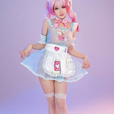 Sweet Alice Sexy Lingerie Maid Dress Claw Crane Pattern Ruffle Translucent Kawaii Dress with Bow Stockings and Apron, Sex Game Costume Dress