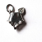 Sterling silver panties chastity belt charm with movable heart lock, antique vintage charm, NOS jewelry