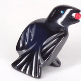 Zuni Fetishes Raven Crow Fetish Carving Black Bird with Red Bead Calvert Bowannie Native American Artist