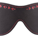 Valentines Blindfold Black with Red Hearts Genuine Leather BDSM Kink Christmas Gift Bondage Gear Cosplay Fetish Costume Valentine's Day Gift