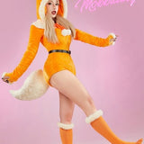 PM Derivative Sexy Lingerie Bodysuit Halloween Plush Hooded Romper and Socks with Belt and Tail, Bunny Girl Bodycon Pajamas, Gift for Her