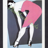 Shannon Pin Up Art Print, Poster by Patrick Nagel/ 1980's Sexy bent over pinup Illustration Book Plate, Art Deco style to frame/ 8 3/4 X 12"