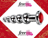 Stainless Steel Anal Sex Toy Red Crystal Prostate Massage Butt Plug anal Beads With 5 Balls Toys for Men Women Gay