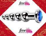 Steel Anal Sex Plug Dildo Butt Plug Crystal Jewelry Blue BDSM Prostate Massage Butt Plug anal Beads With 5 Balls Toys for Men Women Gay