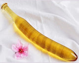 Yellow Long Glass Dildo,Pyrex Glass Dildo,Crystal Penis But Plug,Fake Penis,Prostate Massage,Adult Sex Toy,Fetish Game,BDSM,Male Toy