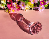Pink Rose Glass Dildo, Glass Butt Plug, Glass Anal Plug, Sex toy Gifts for Women