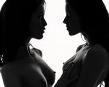 Lesbian Shadows, Nude, Silhouette, Couple, Lovers, Sensual, Erotic, Sexy, Lesbian, Poster, Nude, Print, Wall Art, Multiple Sizes [202-446]