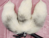 White gray 3 tails Real Fox Tail Fox Tail Cosplay Anime Sexy Cute Animal Furry Mature Fox Tail Butt Plug