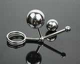 Stainless steel metal dual ball butt plug anal hook erotic sex slave with penis cock rings fetish Chastity sex toys for male ,Mature