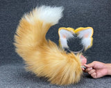 Yellow white Real Fox Tail Fox Tail Cosplay Anime Sexy Cute Animal Furry Mature Fox Tail Butt Plug