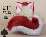 white red fox tail plug and ear set tail butt plug wolf tail buttplug tail cat ear cosplay sextoy for couple anal plug tail petplay -mature