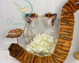 Tiger tail and ears and collar - COSPLAY - butt plug - animal ears - handmade Fox ears tail cat ears Halloween gift Lolita
