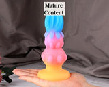 Fantasy Silicone Dildo Glow in the Dark Body Safe Soft Knotted Butt Anal Plug Fluorescent Adult Sex Toy with Suction Cup Mature