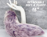 Discreetly Shipped Handmade Purple and Gray Faux Fur Tail Butt Plug - 16 Inches (40cm) Detachable Tail for Soft and Fluffy Sensations