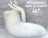 Discreetly Shipped, Handmade Cotton Candy Blue Faux Fur Tail Butt Plug - 16 Inches (40cm) Detachable Tail for Soft and Fluffy Sensations