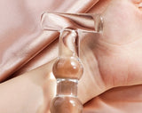 T-Shaped Clear Glass Dildo - Triple Bead Consecutive Anal Plugs - Silky Smooth Entry - Perfect Dildo For Her - Mature
