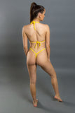 Yellow Daisies Lace Crotchless Exposed Una Cruz Set