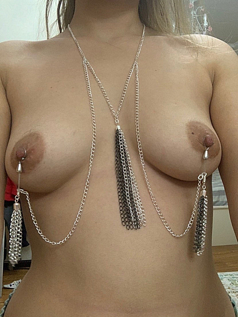Nipples clamp necklace chain. Add fun and enjoyment to a special evening