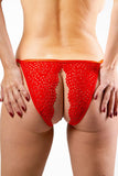 Red Open Panties- Crotchless Lingerie