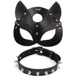 Khalesexx Bondage Porn Fetish Head Mask Whip BDSM Bondage Restraints PU Leather Cat Halloween Mask Roleplay Sex Toy For Men Women Cosplay Games