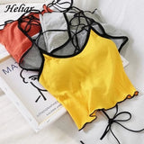 HELIAR Women Halter Tops Backless Bandage Sexy Crop Tops Women Lingerie Tops Padded Cotton Tank Tops Cropped Feminino Summer