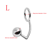 Khalesexx Stainless Steel Butt Plug Ball Hole Anal Hook With Penis Cock Ring Metal Sex Toy