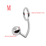 Khalesexx Stainless Steel Butt Plug Ball Hole Anal Hook With Penis Cock Ring Metal Sex Toy