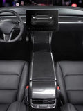 ABS Carbon Fiber Center Console Dashboard Dash Cover Door Lock Switch Trim Steering Wheel Suit Kit for Tesla Model 3 2017-2023