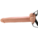 6 Inch Hollow Vibrating Strap-On with Balls in Tan - Khalesexx