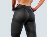 Pornhint Black Shaping Leggings | High Waisted Slimming Effect Booty Sculpting Workout Tights Women Activewear Yoga Pants Training Fitness Clothing