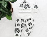 Cavalier King Charles Spaniel Baby Hat Mittens And Leggings Set, Organic Cotton Newborn Clothes, Dog Themed Baby Shower Gift Girls Boys