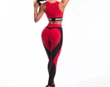 Pornhint Heart Shape Leggings Women New Red Black Color High Waist Pants Patchwork Printed Jegging Big Size High Elastic Push Up Fitness Leggings