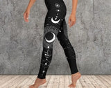 Pornhint Moon Yoga Leggings - Black Leggings - Workout Legging - Zodiac Clothing - Astrology Clothing - Yoga Pants - Yoga Leggings High Waist