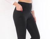 Pornhint Premium Black Activity Leggings W/Pockets / Work out Full Length Leggings / Women's High Waist Leggings