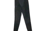 Pornhint Vintage Black Faux Suede Stretch Jersey High Waist Ankle Crop Leggings Size XS