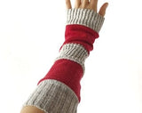 Wrist warmers / Sleeves or leggings for young children, about 3 to 7 years old- Red and gray- Recovered fabrics