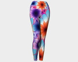 Pornhint Yoga Leggings | Unique Design | Handmade on Demand | Orange and Purple | Fractal Flowers | Compression Fit | Free Shipping | Eco Polyfiber