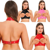 Women's Bra Harness Cupless Cage Leather Latex Lingerie Crop Tank Backless Tops