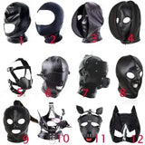 Leather Padded Hood Mask Blindfold,Head Harness Restraint Mask,BDSM Bondage Gimp