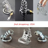 Stainless Steel Birdcage Male Chastity Cage Device Ring Lock Metal Bondage BDSM