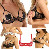 Women's Lace Bras See Through Bralette Push Up Lingerie Sheer Cupless Underwear