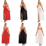 Womens Slip Dress And Thong Cupless Tempting Dress Set See-Through Nightwear