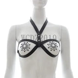 Women PU leather Sexy Cupless Bra Cage Top Adjustable Corset Body Harness