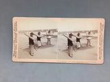 Underwood Stereoview Real Photo Prisoners in Pillory Cangue Shackles Chain Gang
