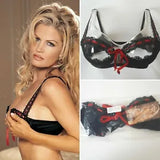 Shirley of Hollywood Black Peek-a-boo Bra 32 34 Designer Erotic Hollow-Out Bras